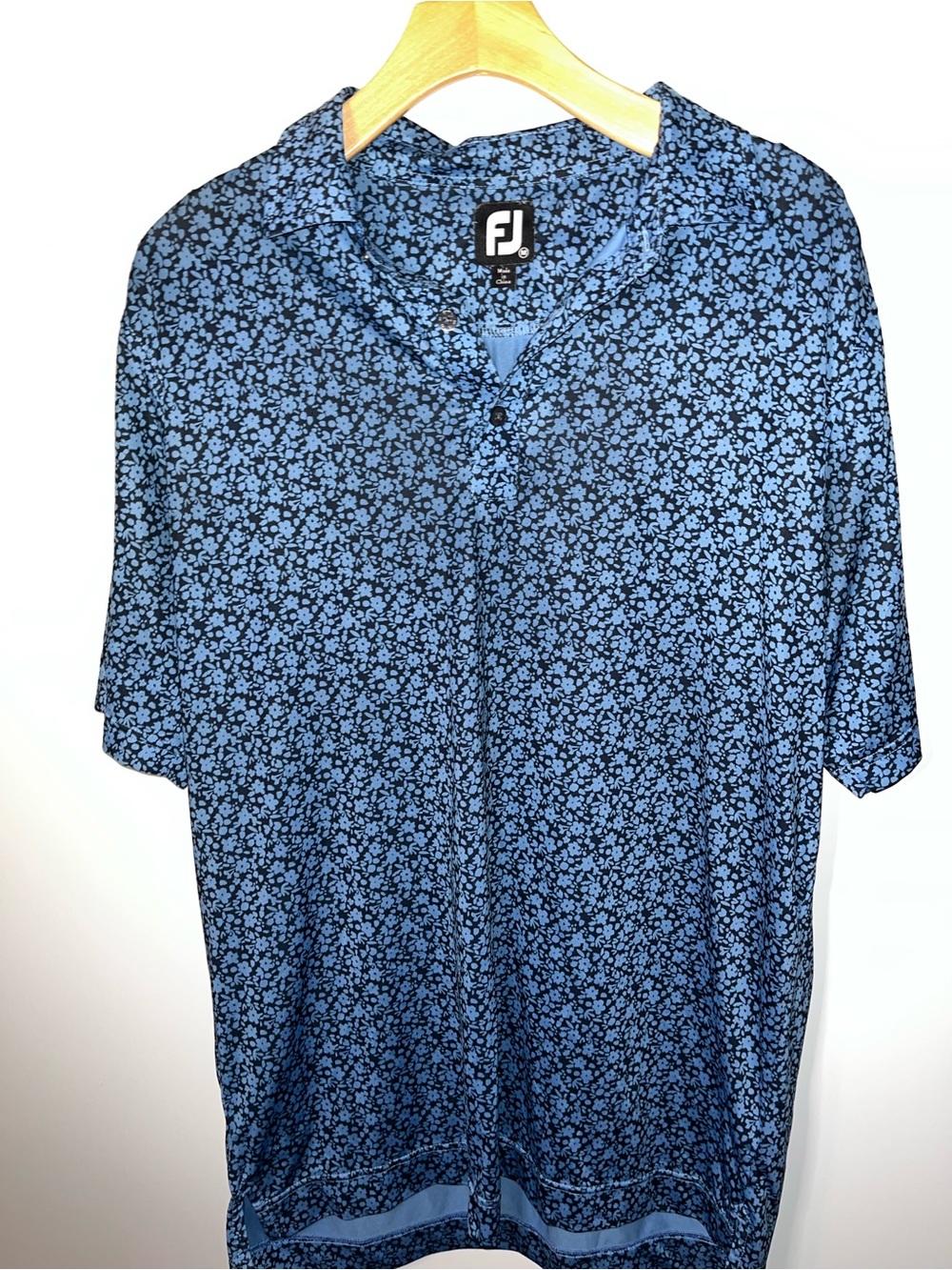 FootJoy Men's Navy and Light Blue Floral Golf Polo
